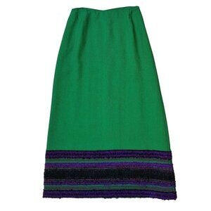 70s vintage wool finnish folk maxi skirt boho arola finland green textured.